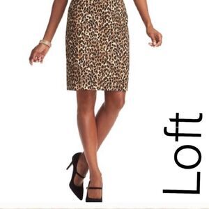 Loft Leopard Print Pencil Skirt